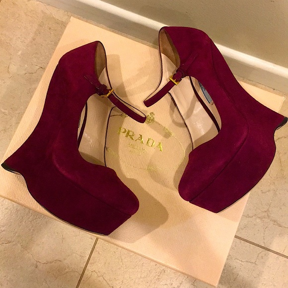 Prada suede Mary Jane platform wedges 36.5 - Picture 3 of 11